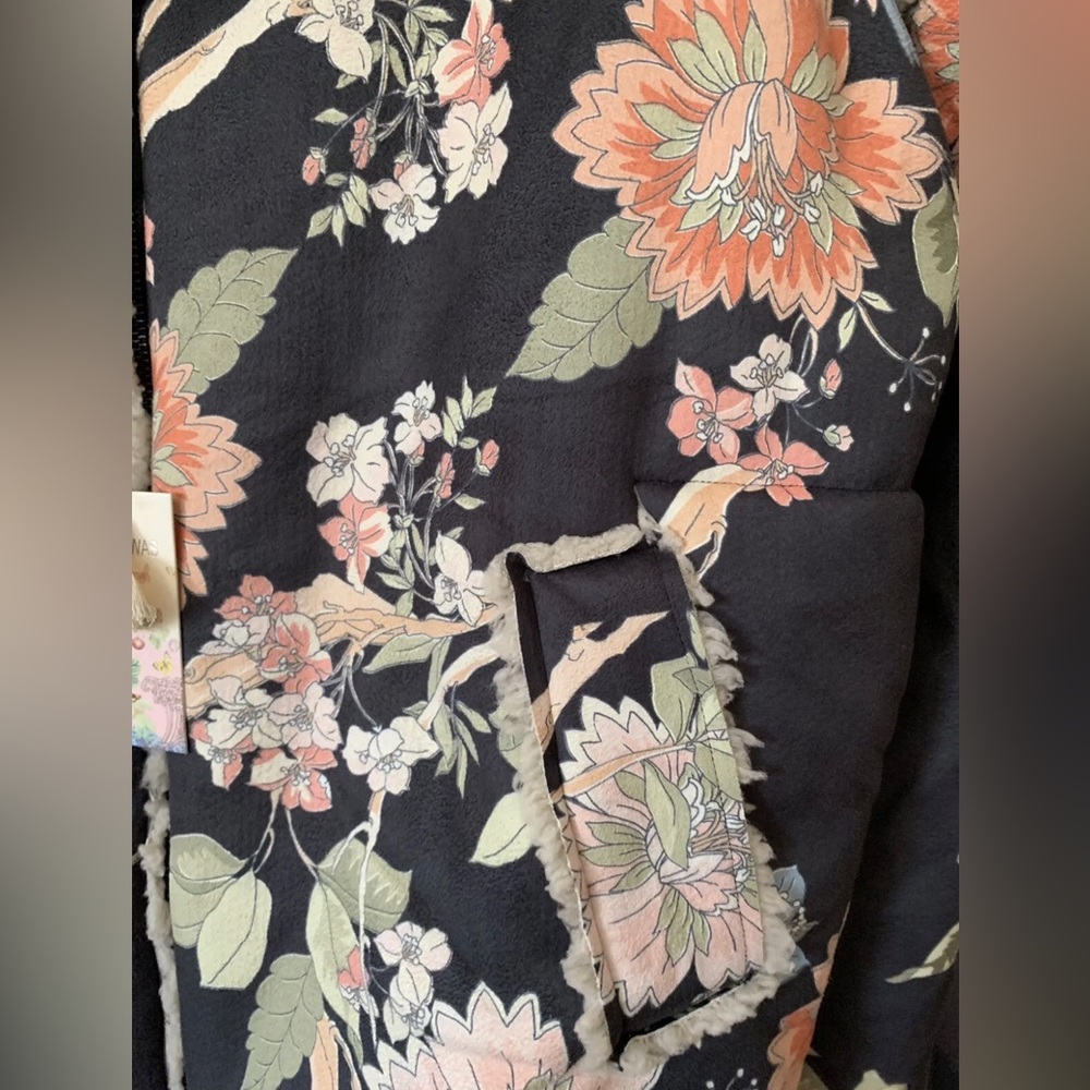 Johnny Was Pete & Greta Dusk Floral Print Sherpa Coat Women’s Small New W/ Tags - Picture 9 of 12